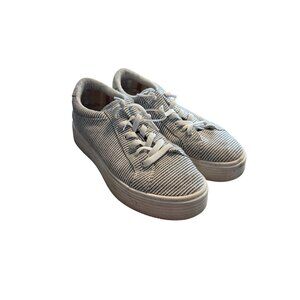 Roxy Womens Striped Canvas Lace-Up Sneakers Casual Style Size 9.5 White & Gray L